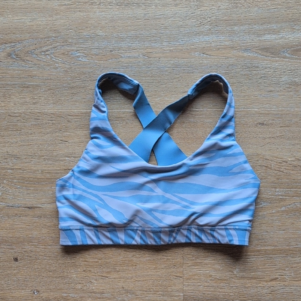 Old Navy Power Soft Purple Zebra-Print Sports Bra, Small
